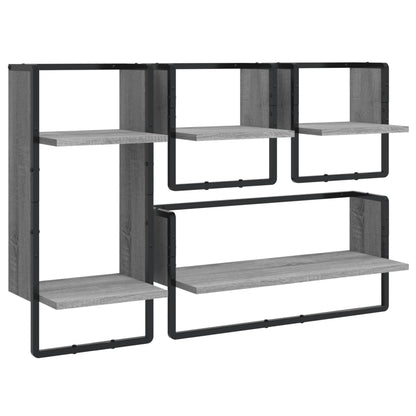 Set Mensole da Parete con Aste 4pz in legno multistrato