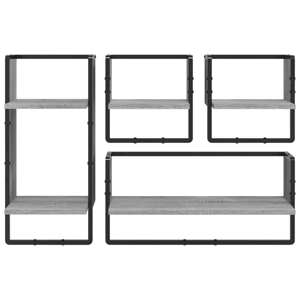 Set Mensole da Parete con Aste 4pz in legno multistrato