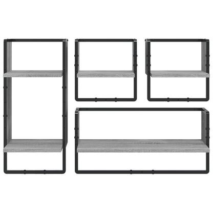 Set Mensole da Parete con Aste 4pz in legno multistrato