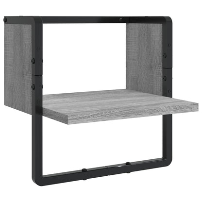 Set Mensole Parete con Aste 4pz Grigio Sonoma Legno Multistrato | homemem39