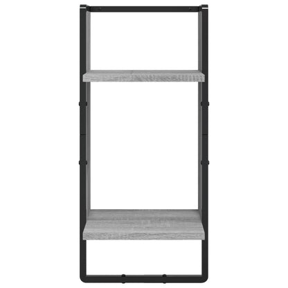 Set Mensole Parete con Aste 4pz Grigio Sonoma Legno Multistrato | homemem39