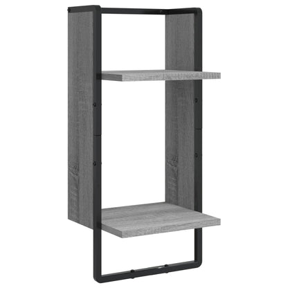 Set Mensole Parete con Aste 4pz Grigio Sonoma Legno Multistrato | homemem39