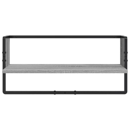Set Mensole Parete con Aste 4pz Grigio Sonoma Legno Multistrato | homemem39