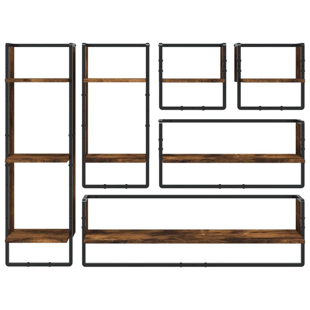 Set Mensole Parete con Aste 6pz legno multistrato