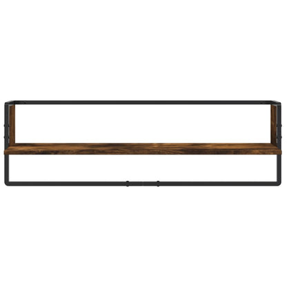 Set Mensole Parete con Aste 6pz Rovere Fumo Legno Multistrato | homemem39
