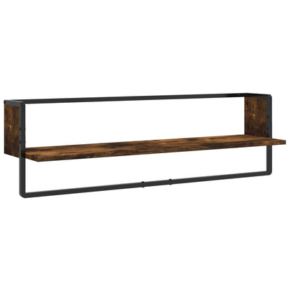 Set Mensole Parete con Aste 6pz Rovere Fumo Legno Multistrato | homemem39