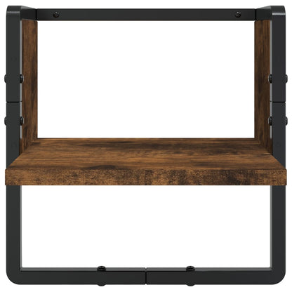 Set Mensole Parete con Aste 6pz Rovere Fumo Legno Multistrato | homemem39