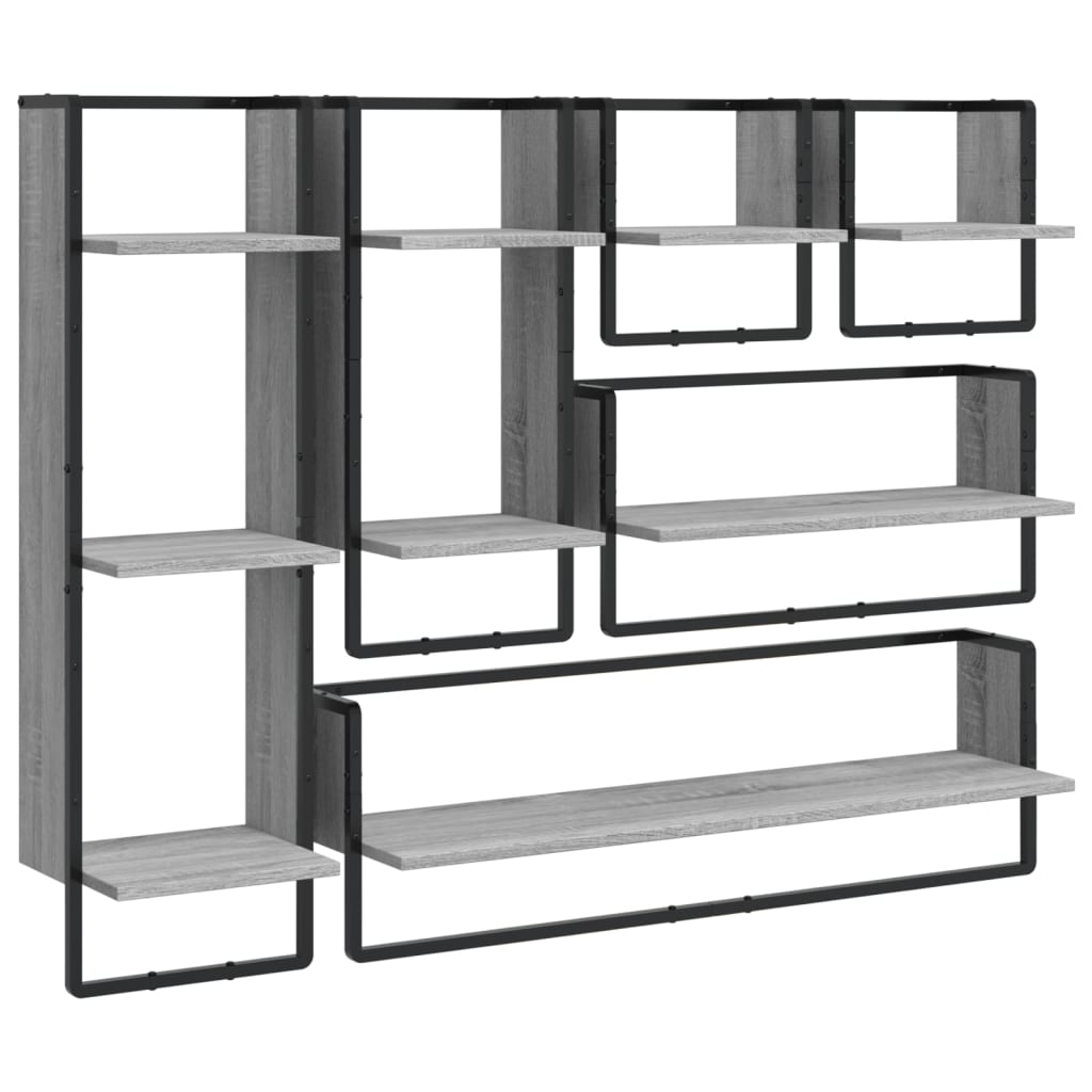 Set Mensole Parete con Aste 6pz legno multistrato