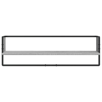 Set Mensole Parete con Aste 6pz Grigio Sonoma Legno Multistrato | homemem39