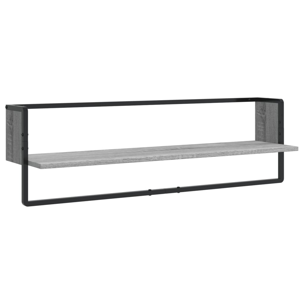 Set Mensole Parete con Aste 6pz Grigio Sonoma Legno Multistrato | homemem39
