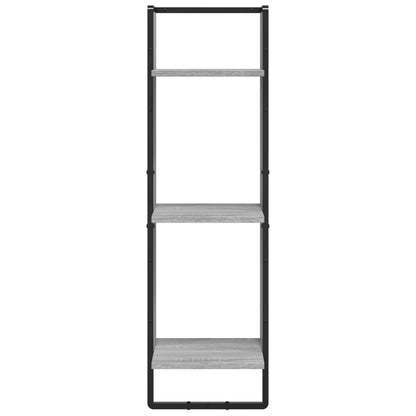 Set Mensole Parete con Aste 6pz Grigio Sonoma Legno Multistrato | homemem39