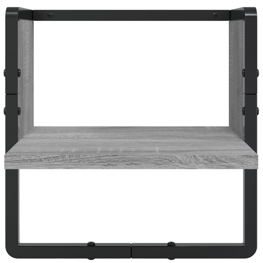 Set Mensole Parete con Aste 6pz Grigio Sonoma Legno Multistrato | homemem39