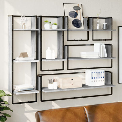 Set Mensole Parete con Aste 6pz legno multistrato