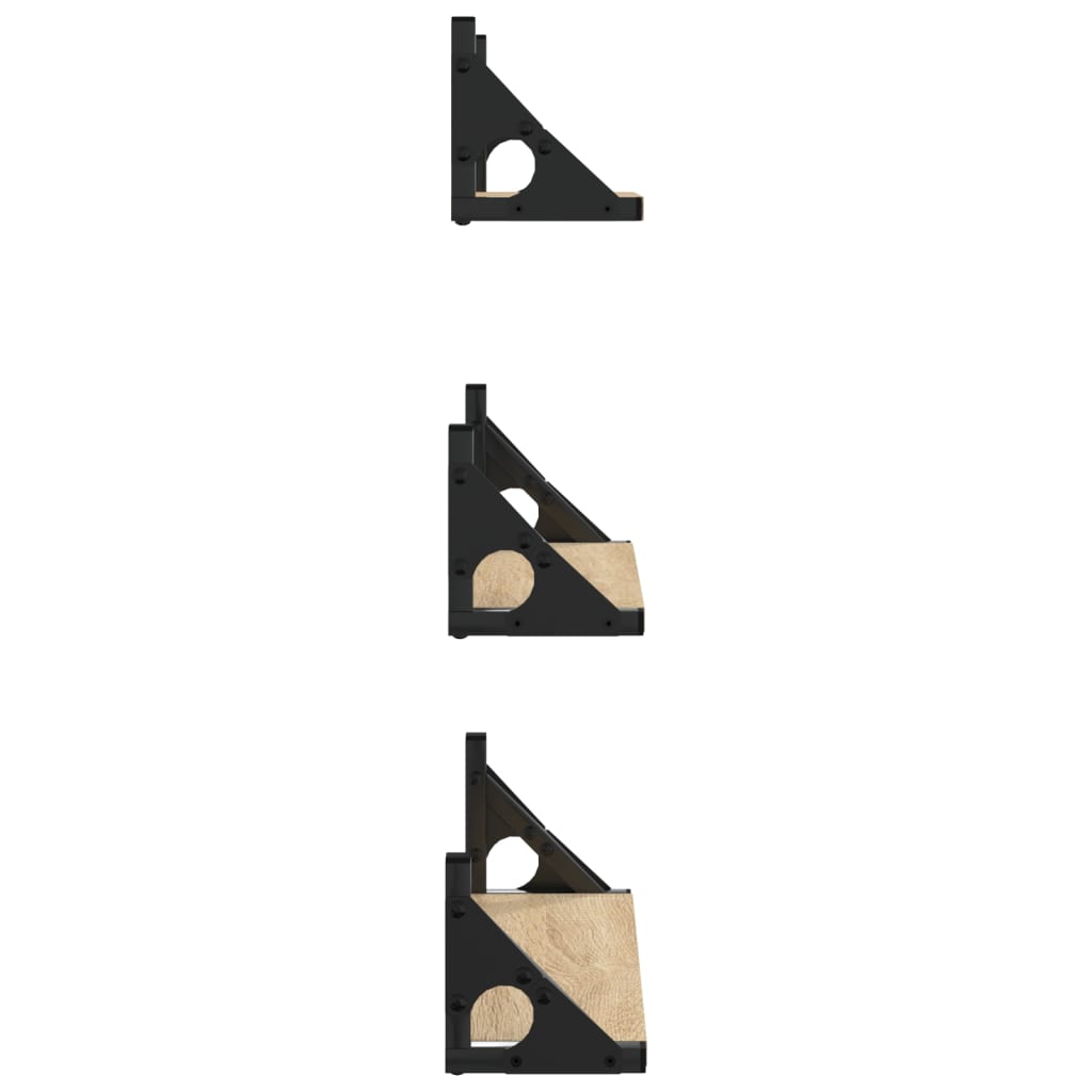Set Mensole Parete 3pz Rovere Sonoma in Legno Multistrato | homemem39