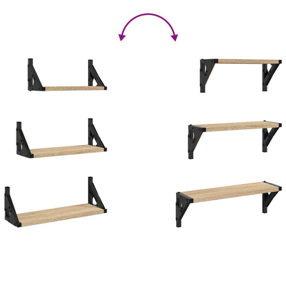 Set Mensole Parete 3pz Rovere Sonoma in Legno Multistrato | homemem39