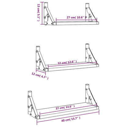 Set Mensole Parete 3pz Rovere Sonoma in Legno Multistrato | homemem39