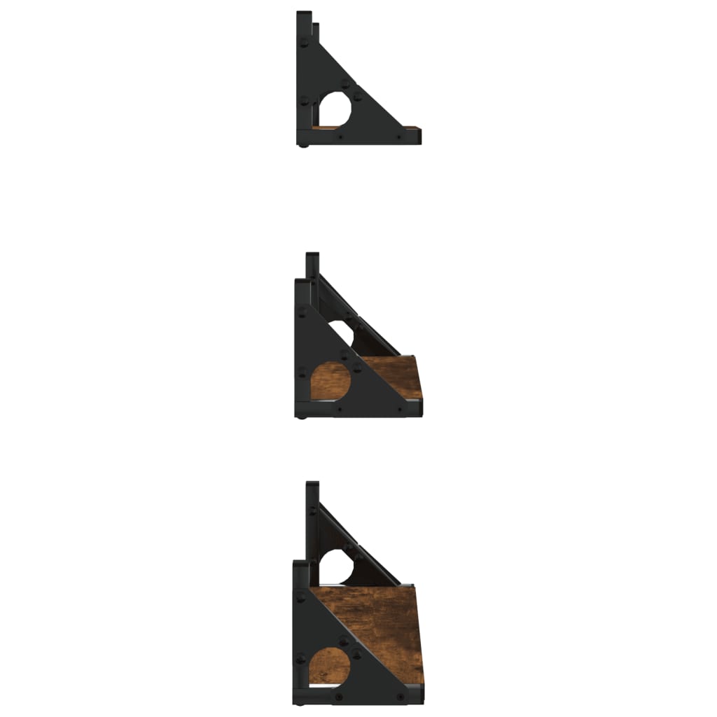 Set Mensole Parete 3pz Rovere Fumo in Legno Multistrato | homemem39