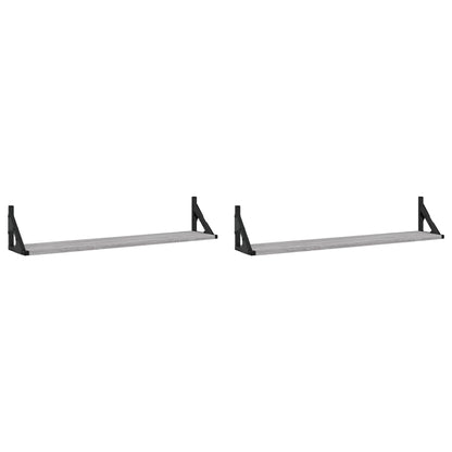 Mensole Parete 2pz Grigio Sonoma 80x15x15,5cm Legno Multistrato | homemem39