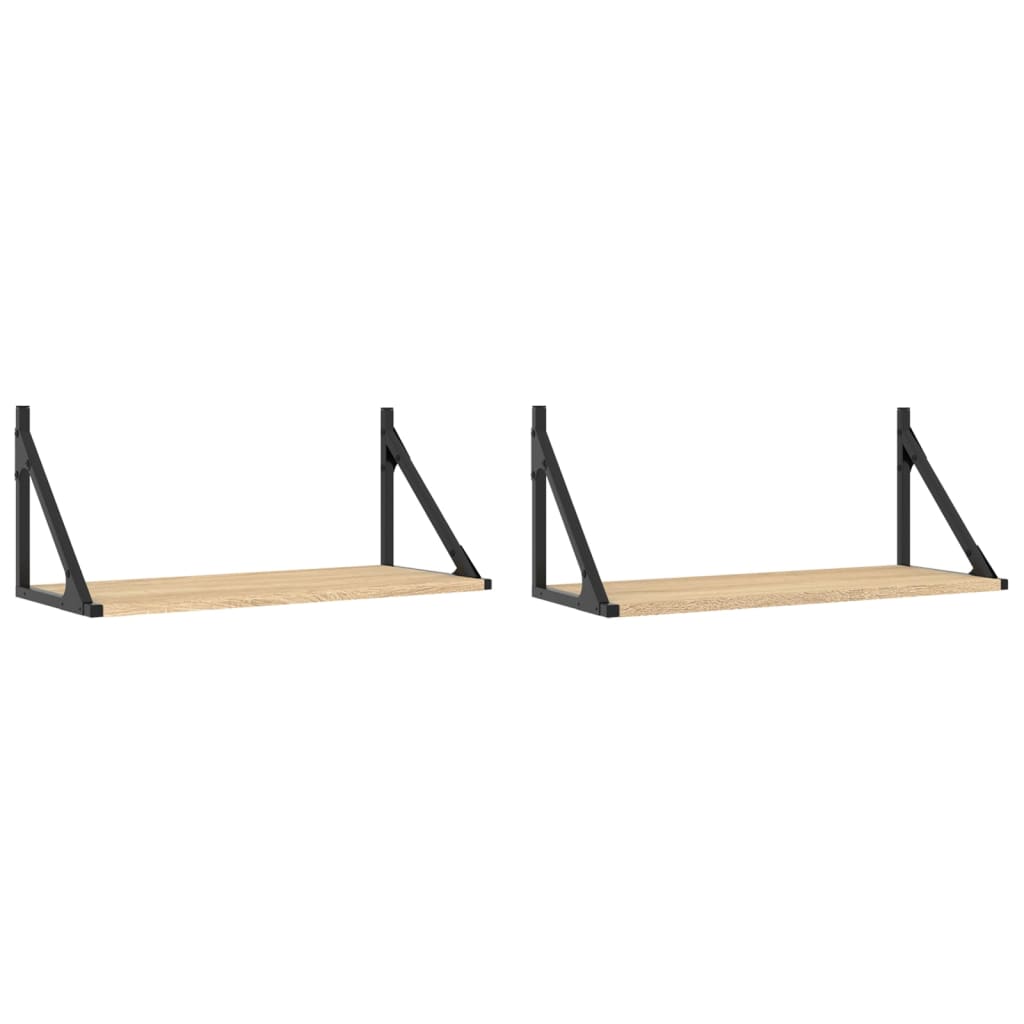 Mensole Parete 2pz Rovere Sonoma 60x25x25,5cm Legno Multistrato | homemem39