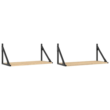 Mensole Parete 2pz Rovere Sonoma 60x25x25,5cm Legno Multistrato | homemem39