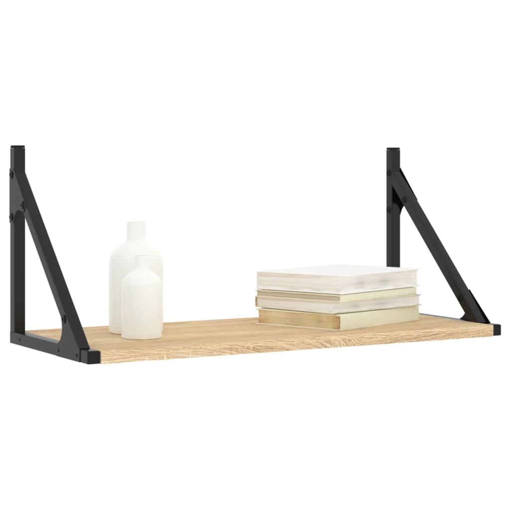 Mensole Parete 2pz Rovere Sonoma 60x25x25,5cm Legno Multistrato | homemem39