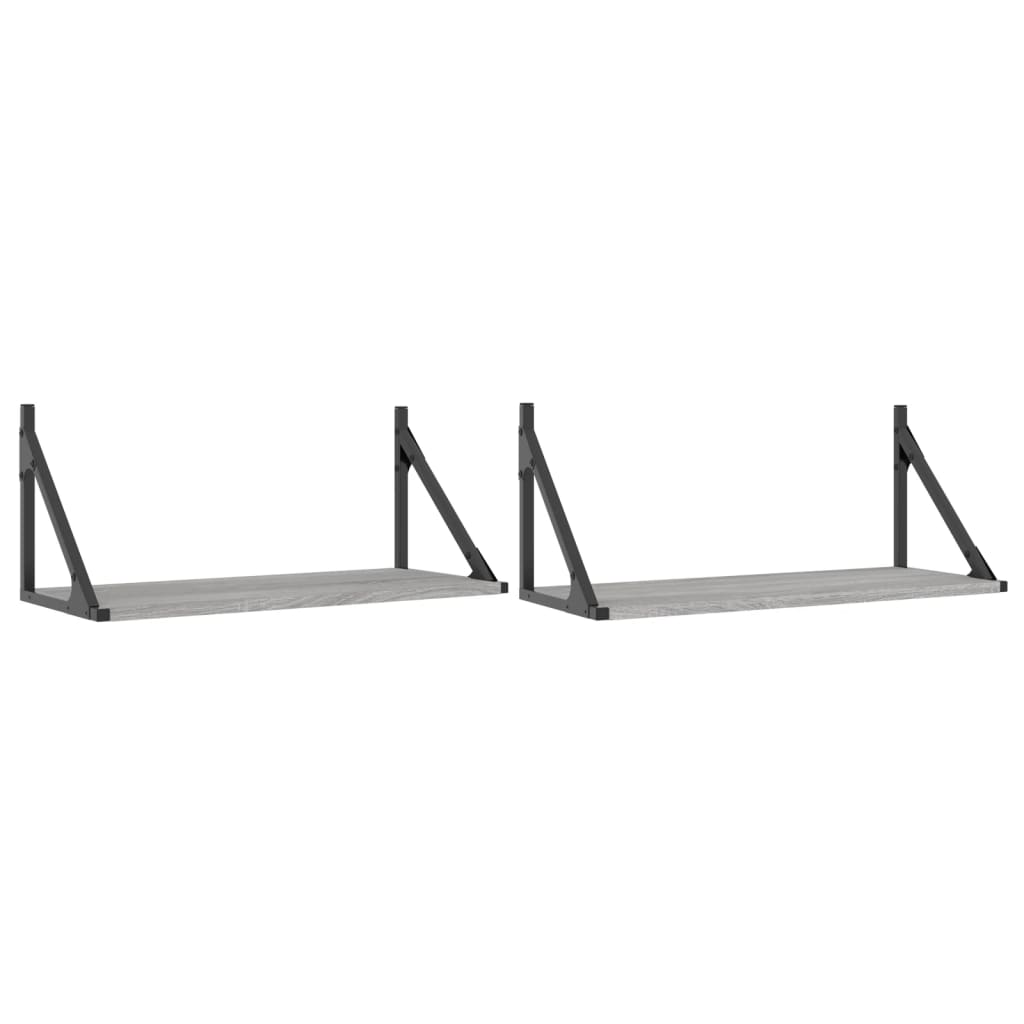 Mensole Parete 2pz Grigio Sonoma 60x25x25,5cm Legno Multistrato | homemem39
