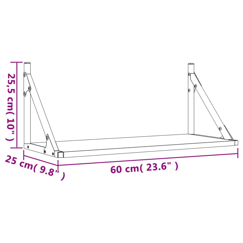 Mensole Parete 2pz Grigio Sonoma 60x25x25,5cm Legno Multistrato | homemem39