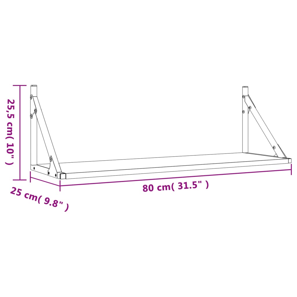 Mensole da parete 2 pz Rovere Sonoma 80x25x25,5 cm Legno ingegnerizzato | homemem39