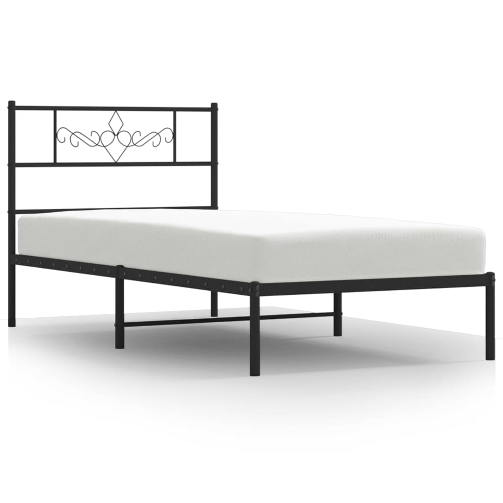 Giroletto con Testiera in Metallo Nero 90x190 cm