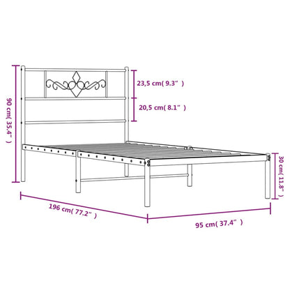 Giroletto con Testiera in Metallo Nero 90x190 cm | homemem39