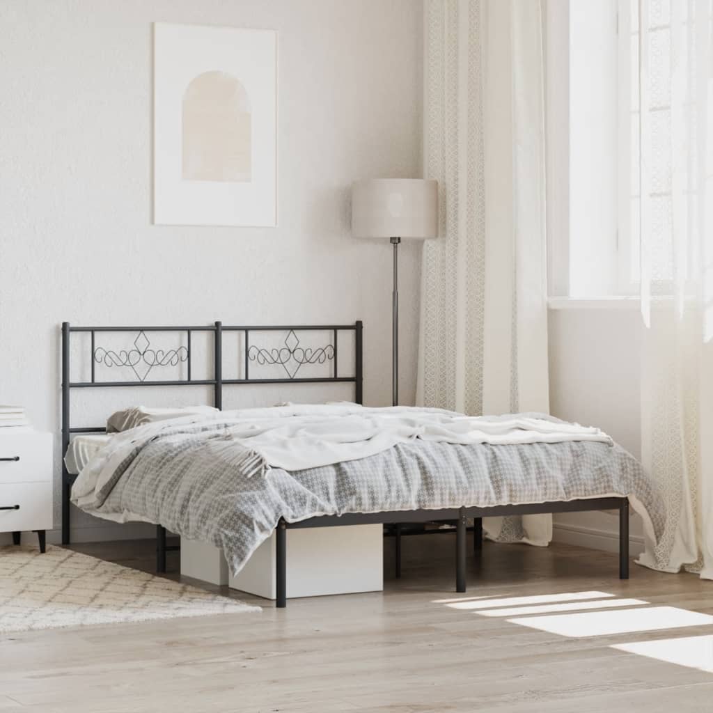Giroletto con Testiera in Metallo Nero 160x200 cm | homemem39