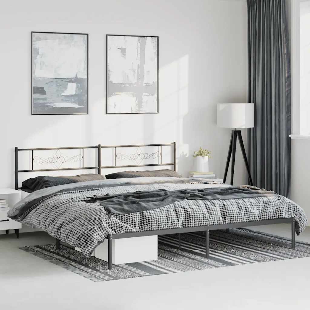 Giroletto con Testiera in Metallo Nero 193x203 cm | homemem39