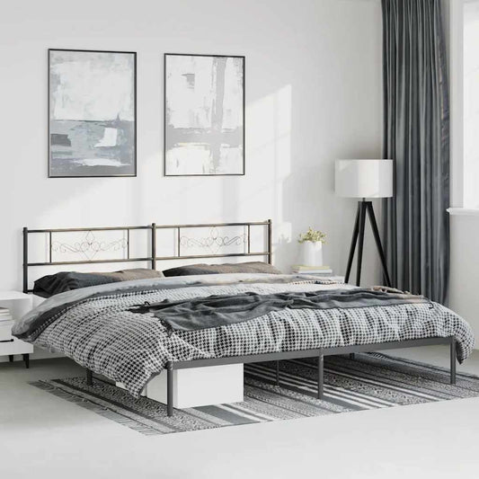 Giroletto con Testiera in Metallo Nero 193x203 cm | homemem39