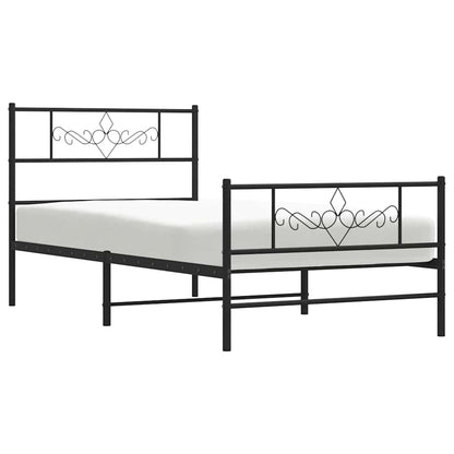 Giroletto con Testiera e Pediera Metallo Nero 80x200 cm