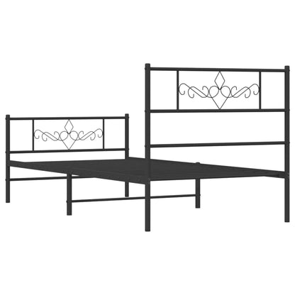 Giroletto con Testiera e Pediera Metallo Nero 90x190 cm | homemem39