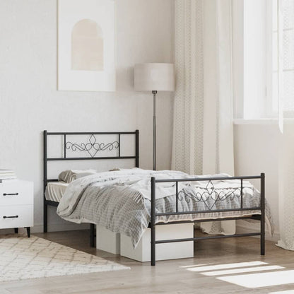 Giroletto con Testiera e Pediera Metallo Nero 90x190 cm | homemem39