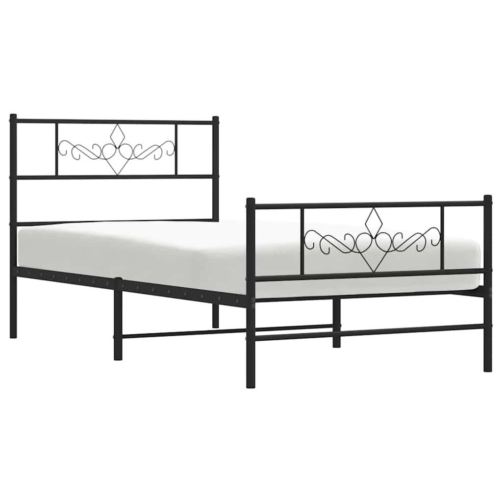 Giroletto con Testiera e Pediera Metallo Nero 100x190 cm | homemem39