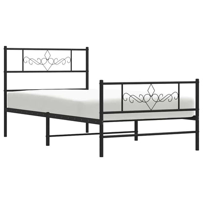 Giroletto con Testiera e Pediera Metallo Nero 100x190 cm | homemem39