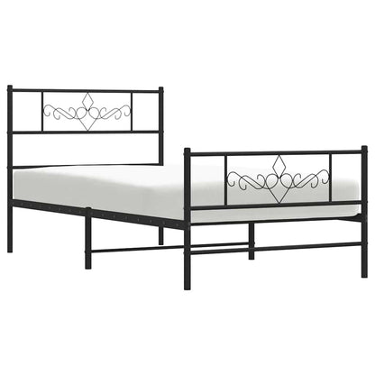 Giroletto con Testiera e Pediera Metallo Nero 100x190 cm