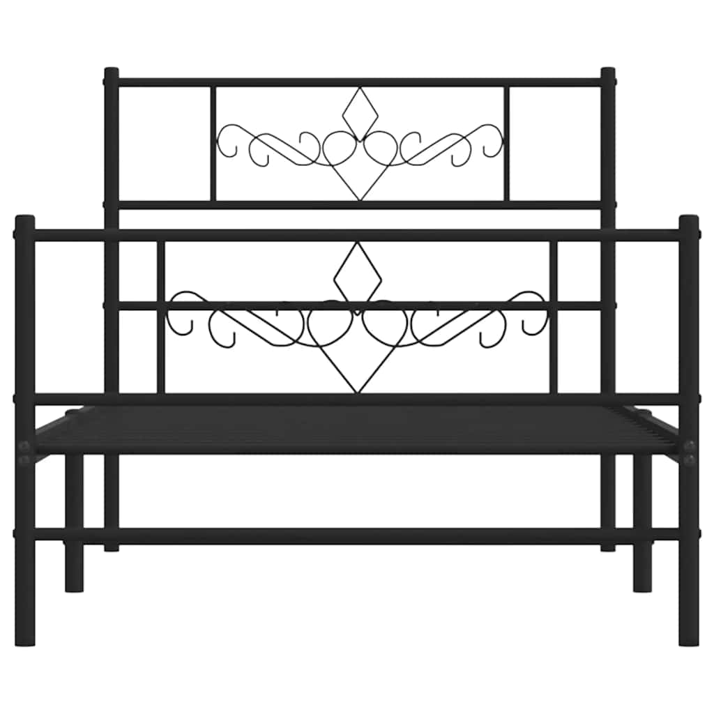 Giroletto con Testiera e Pediera Metallo Nero 100x190 cm | homemem39