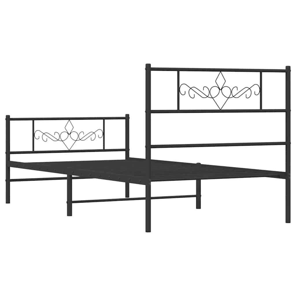 Giroletto con Testiera e Pediera Metallo Nero 100x190 cm | homemem39