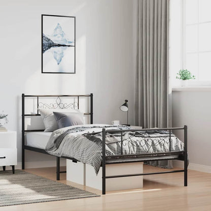 Giroletto con Testiera e Pediera Metallo Nero 100x190 cm | homemem39