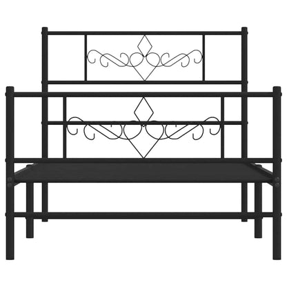 Giroletto con Testiera e Pediera Metallo Nero 100x200 cm | homemem39