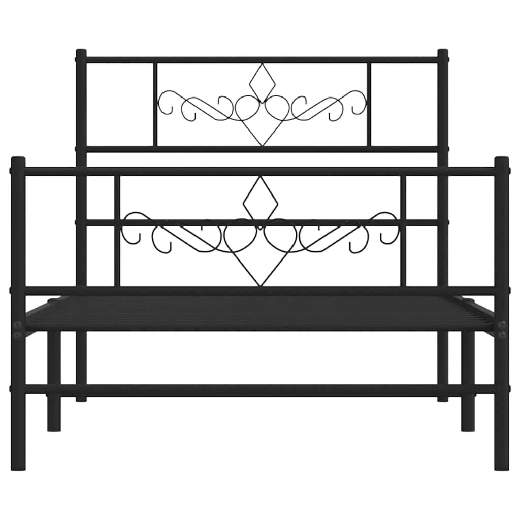 Giroletto con Testiera e Pediera Metallo Nero 100x200 cm