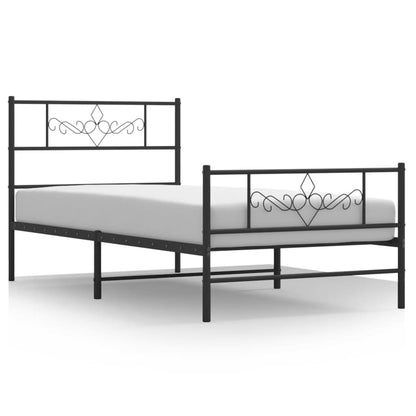 Giroletto con Testiera e Pediera Metallo Nero 107x203 cm | homemem39