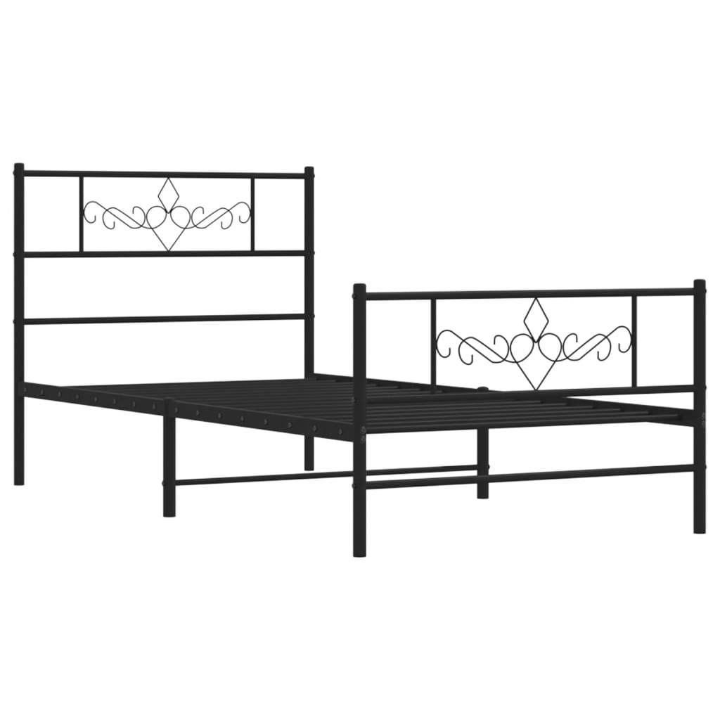 Giroletto con Testiera e Pediera Metallo Nero 107x203 cm | homemem39
