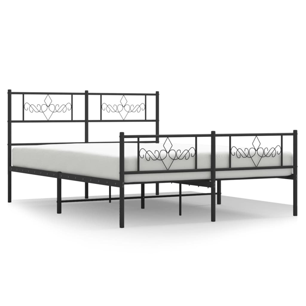 Giroletto con Testiera e Pediera Metallo Nero 120x200 cm | homemem39