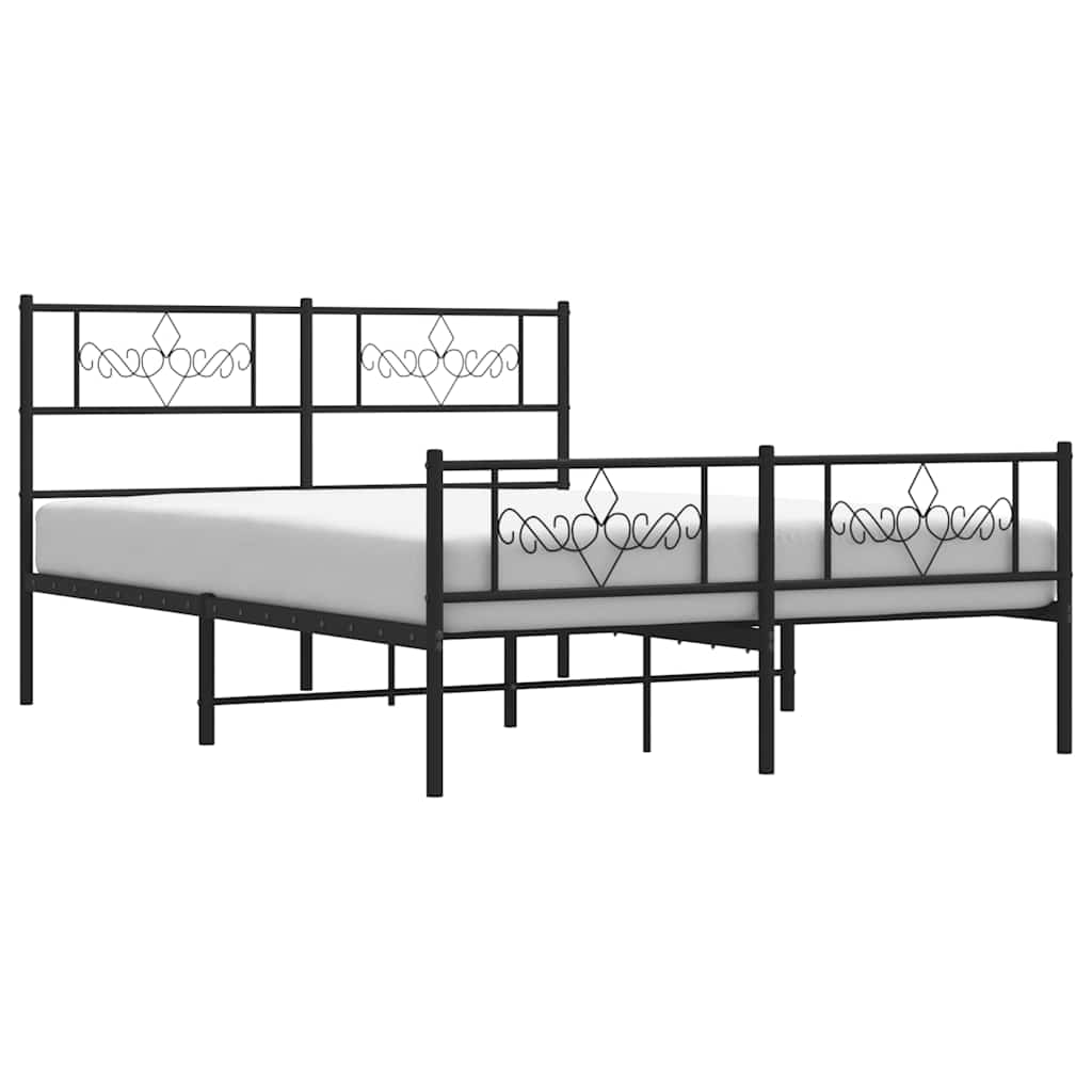 Giroletto con Testiera e Pediera Metallo Nero 135x190 cm | homemem39