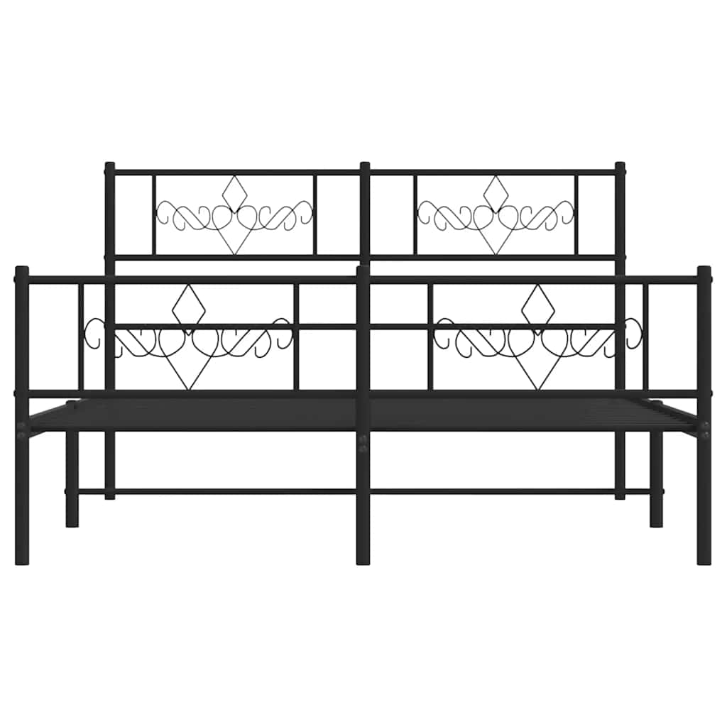 Giroletto con Testiera e Pediera Metallo Nero 135x190 cm | homemem39