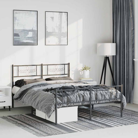 Giroletto con Testiera e Pediera Metallo Nero 135x190 cm | homemem39